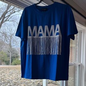 Royal Blue T-Shirt with Fringe 'MAMA' Design. New